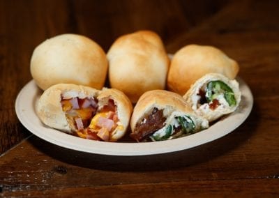 The Loaded Squirrel- Stuffed bread with meats and veggies. Satire Brewing Company