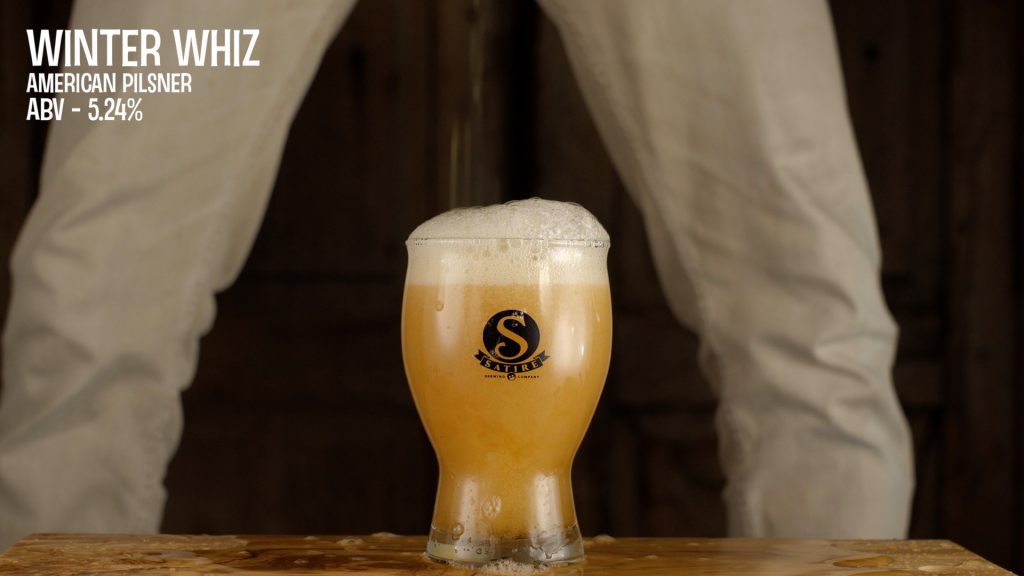Satire Brewing Winter whiz beer in glass