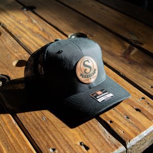 Black Satire Brewing Company Faux patch hat. One size fits all.