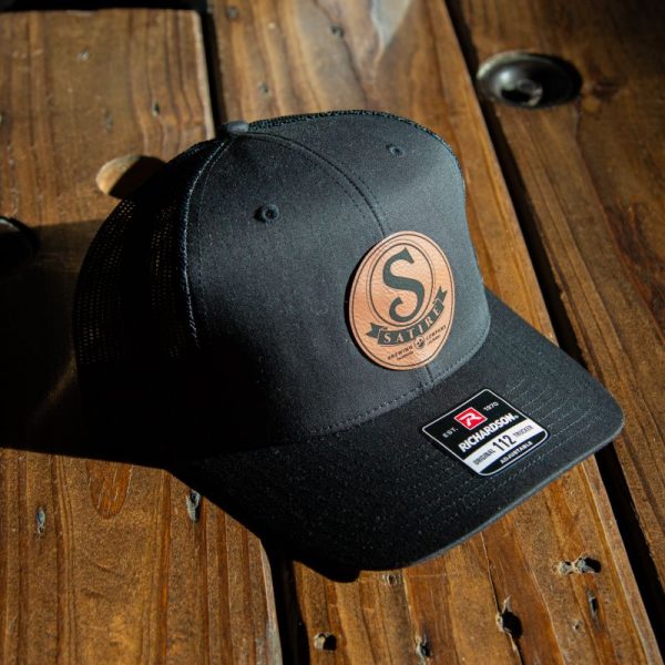 Black Satire Brewing Company Faux patch hat. One size fits all.