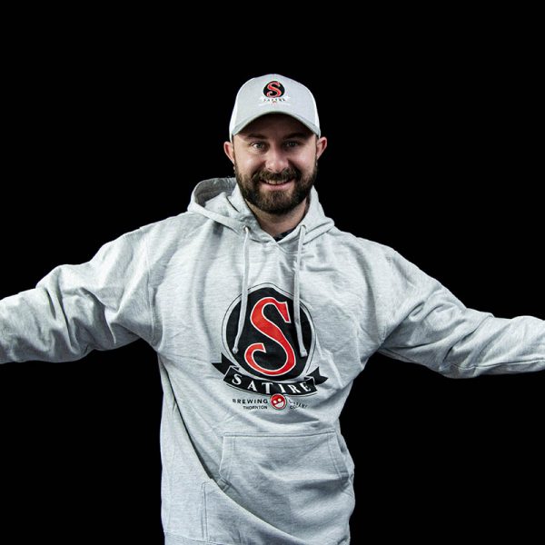 Satire Brewing Company merchandise. Pullover hoodie.